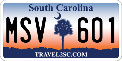SC license plate MSV601