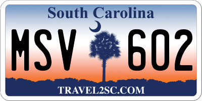 SC license plate MSV602