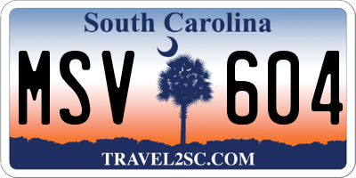 SC license plate MSV604