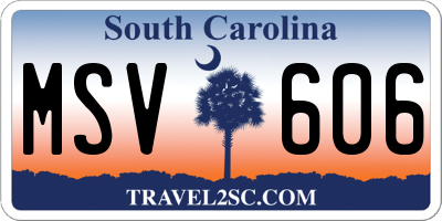 SC license plate MSV606