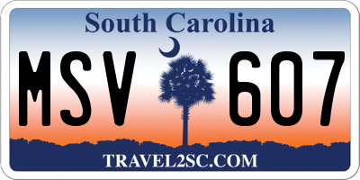 SC license plate MSV607