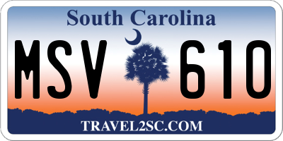 SC license plate MSV610