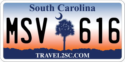 SC license plate MSV616