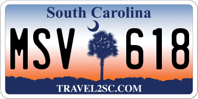SC license plate MSV618