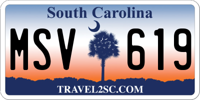 SC license plate MSV619