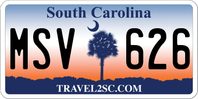 SC license plate MSV626