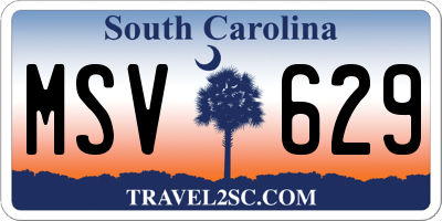 SC license plate MSV629