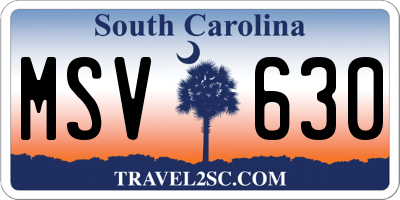SC license plate MSV630