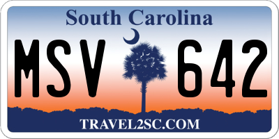 SC license plate MSV642