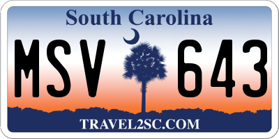 SC license plate MSV643