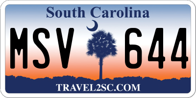 SC license plate MSV644