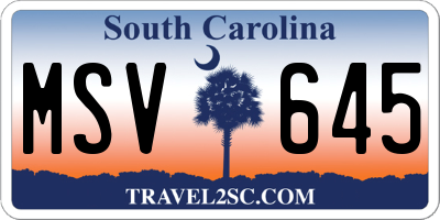 SC license plate MSV645