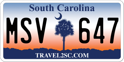 SC license plate MSV647