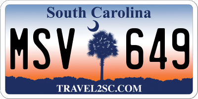 SC license plate MSV649