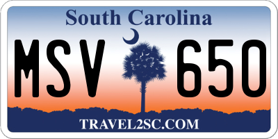 SC license plate MSV650
