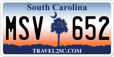 SC license plate MSV652