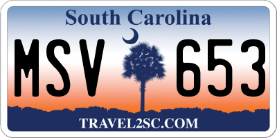 SC license plate MSV653