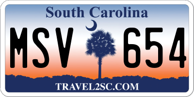 SC license plate MSV654