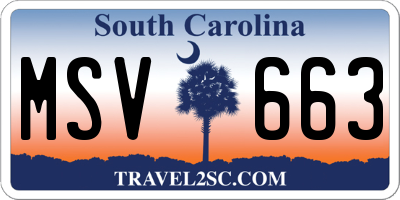 SC license plate MSV663