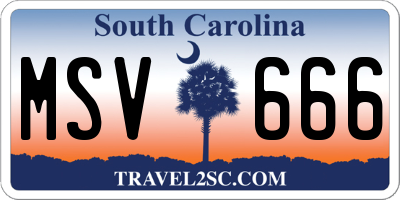SC license plate MSV666