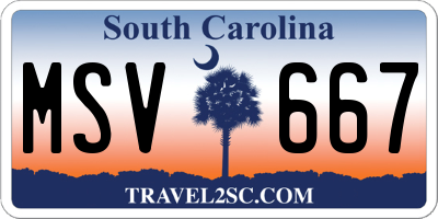 SC license plate MSV667
