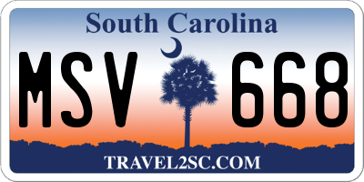 SC license plate MSV668