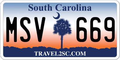 SC license plate MSV669
