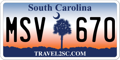 SC license plate MSV670