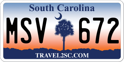 SC license plate MSV672
