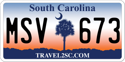 SC license plate MSV673