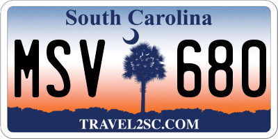 SC license plate MSV680