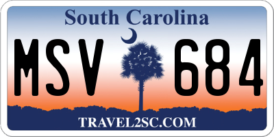SC license plate MSV684