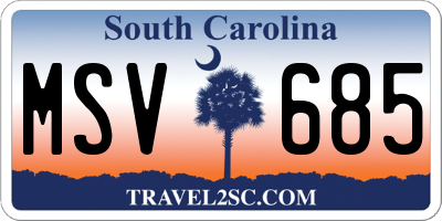SC license plate MSV685