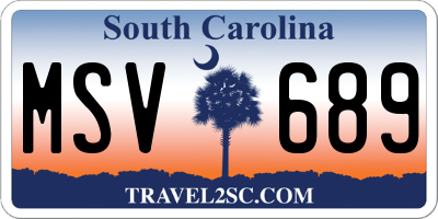 SC license plate MSV689