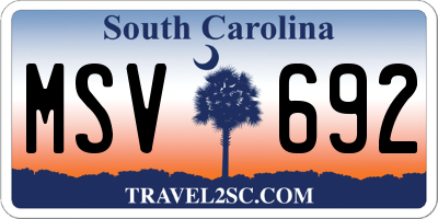 SC license plate MSV692