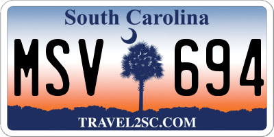 SC license plate MSV694