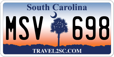 SC license plate MSV698