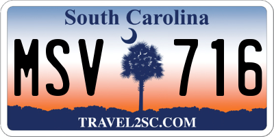 SC license plate MSV716