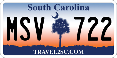 SC license plate MSV722