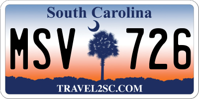 SC license plate MSV726