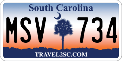 SC license plate MSV734