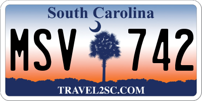 SC license plate MSV742