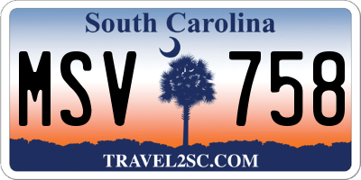 SC license plate MSV758