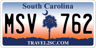 SC license plate MSV762