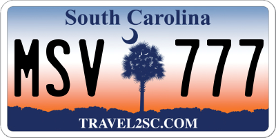 SC license plate MSV777