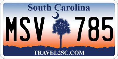 SC license plate MSV785