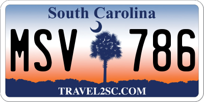 SC license plate MSV786