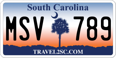 SC license plate MSV789