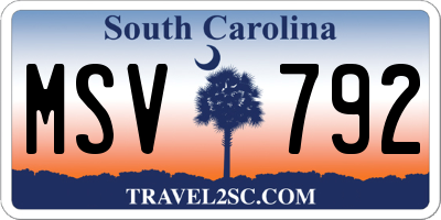 SC license plate MSV792