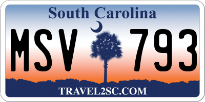 SC license plate MSV793